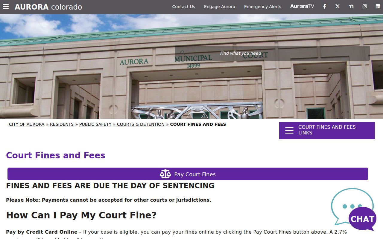 Aurora court records fine and ticket payment channels