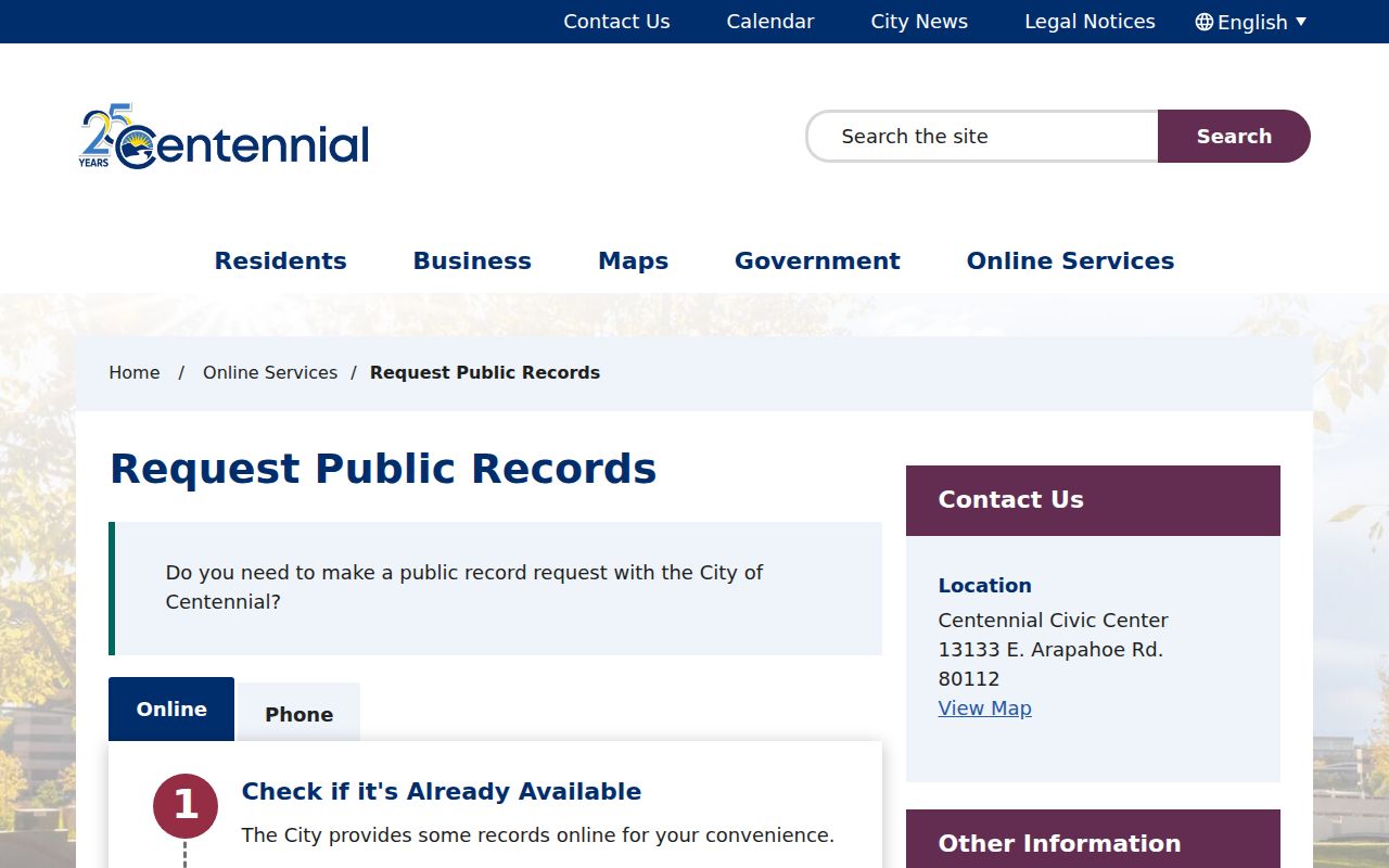 Centennial court records public request form