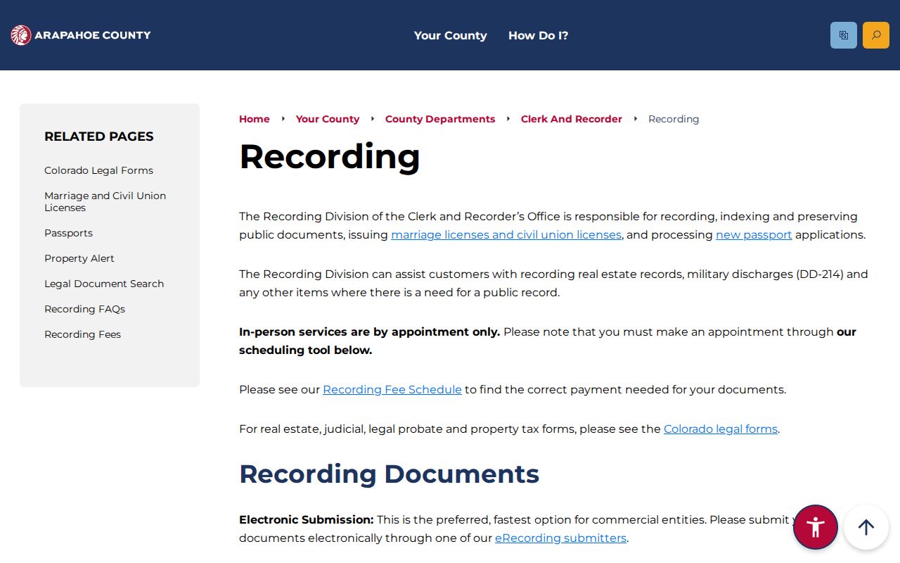Arapahoe County recorder court records referral